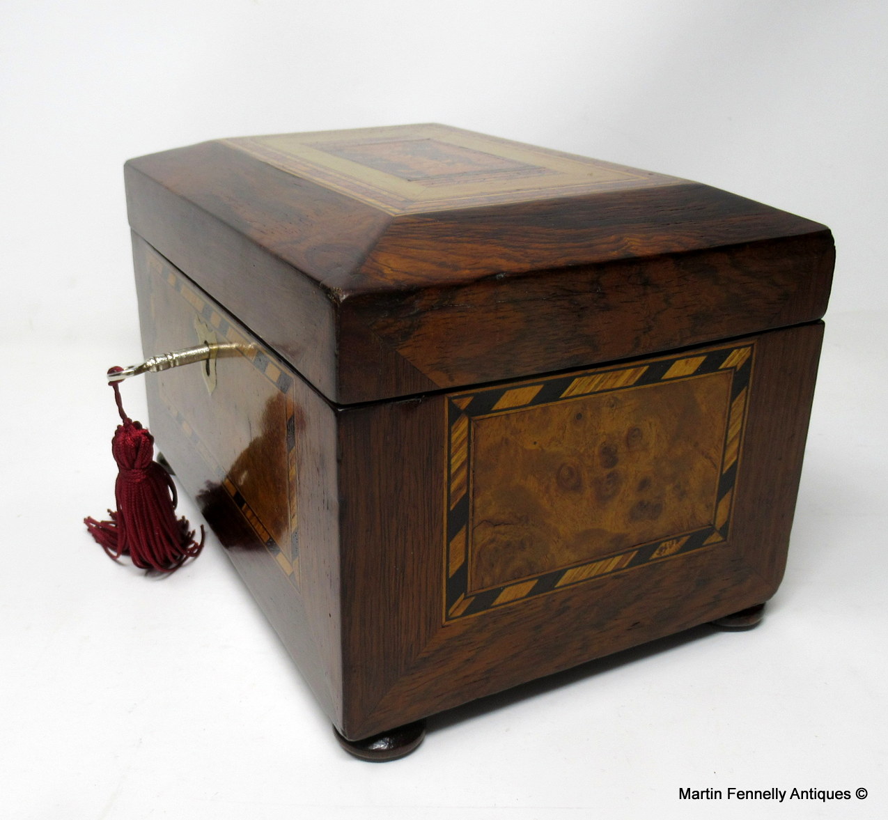 168 Sold Antique Victorian Rosewood Tunbridge Ware Double Tea Caddy Box 19th Century - Image 6