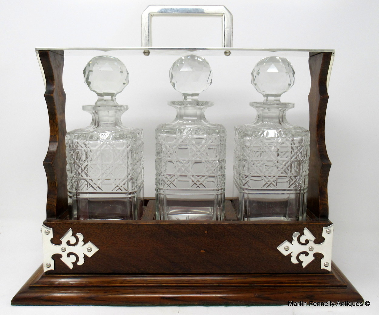 046 Sold Superb Early Victorian Hand Cut Crystal Oak Framed Tantalus 19thCt - Image 6