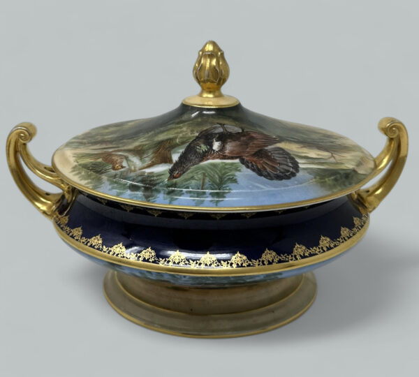 758 Sold Antique Epiag Royal Czechoslovakian Porcelain Hand Painted Tureen Centerpiece