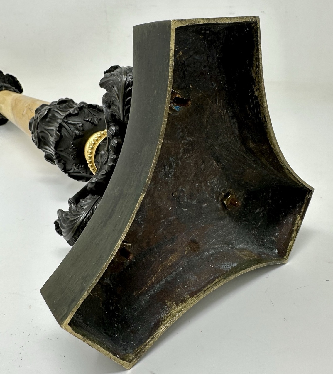 224 Sold Antique Pair of French Doré Bronze Ormolu Sienna Marble Candlesticks Table Lamps - Image 7