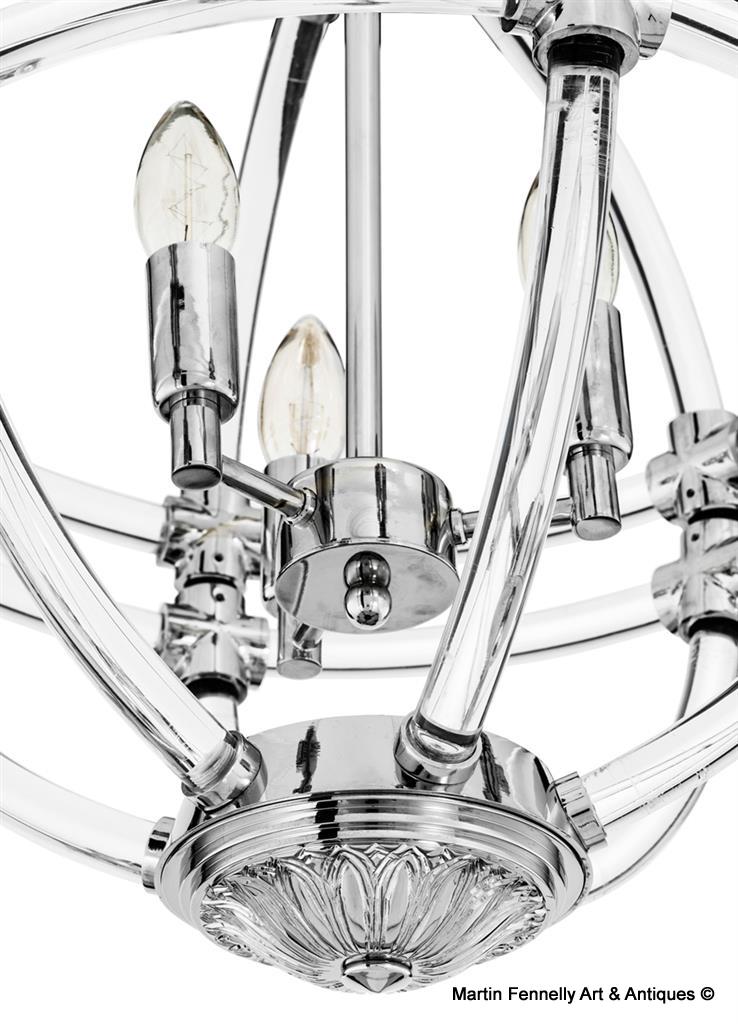 M016 Wonderful Nickel and Lucite Chandelier - Superb Design - Image 4