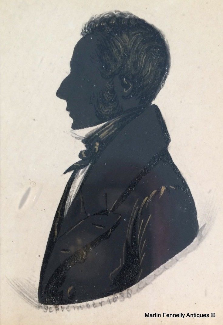 263 Sold Pair Silhouettes Rosewood Frames 1838 Attributed to James Holmes - Image 9