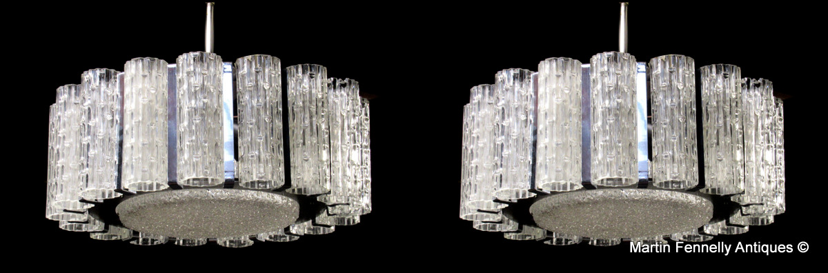 748 Sold Pair Period Mazzega Italian Chandeliers - Circa 1950 - Murano
