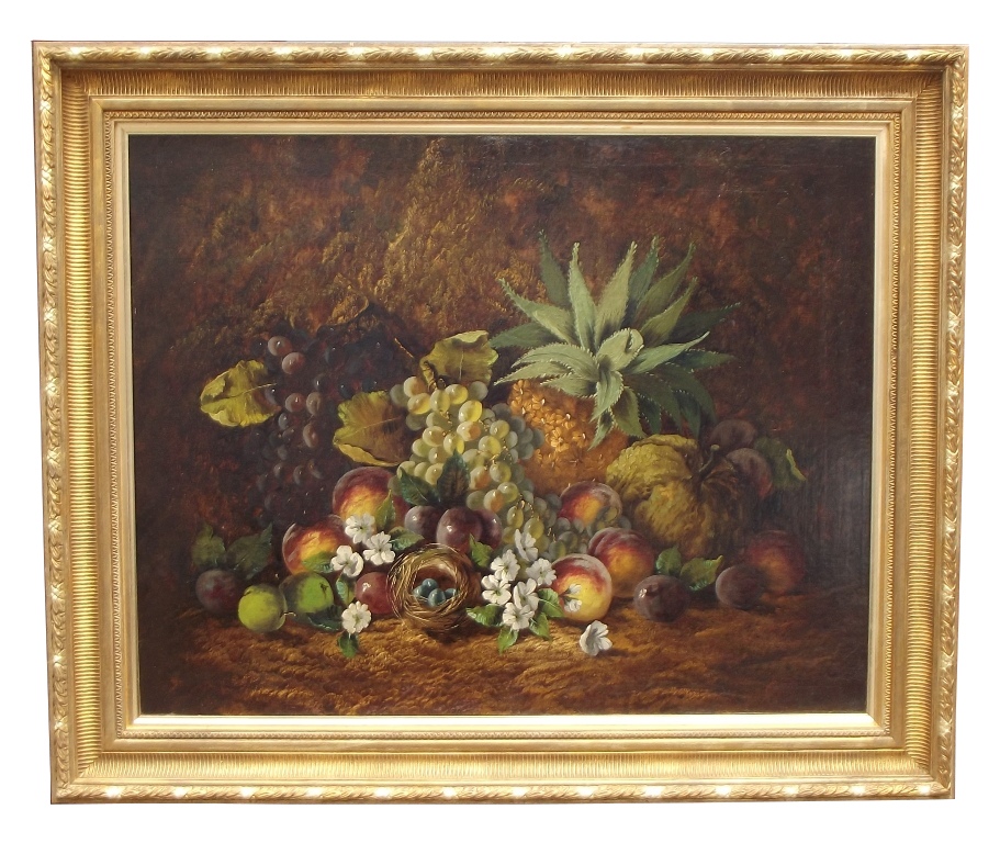 473 Fine Still Life of Fruit Oil on Canvas Painting Circa 1860 - Image 5