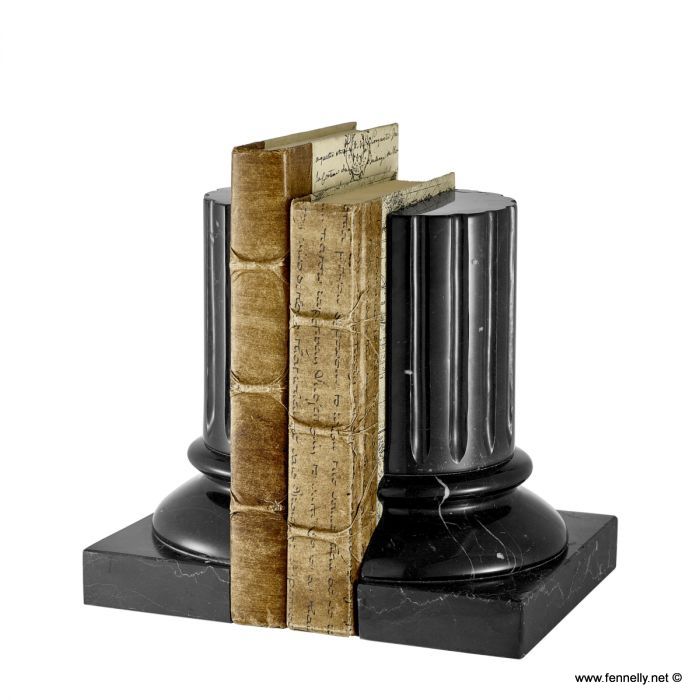 M165 Set Black Marble Bookends - Classical Column Themed - Image 2