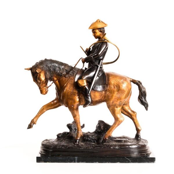 028 Large Bronze Sculpture of a Young Man on Horseback