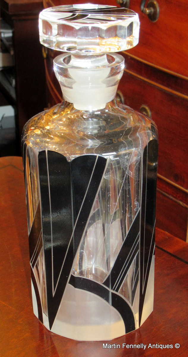 558 Rare Art Deco Whiskey Crystal Decanter set and Tray- Karl Palda 1930's - Image 5