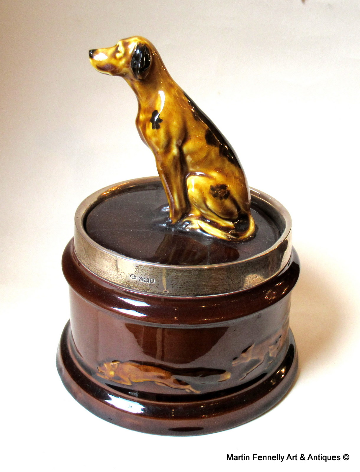 962 Sold Rare Royal Doulton Lidded Tobacco Jar - Silver Collar - 1911 - Image 2