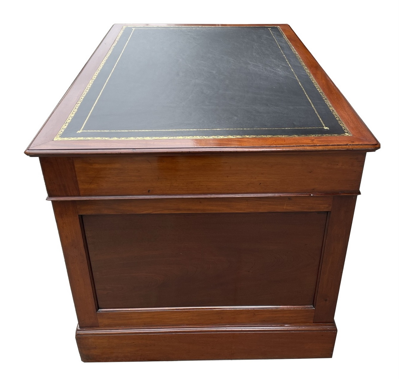 712 Sold Antique Victorian Twin Pedestal Kneehole Desk Brass Handles 19thCt - Image 4