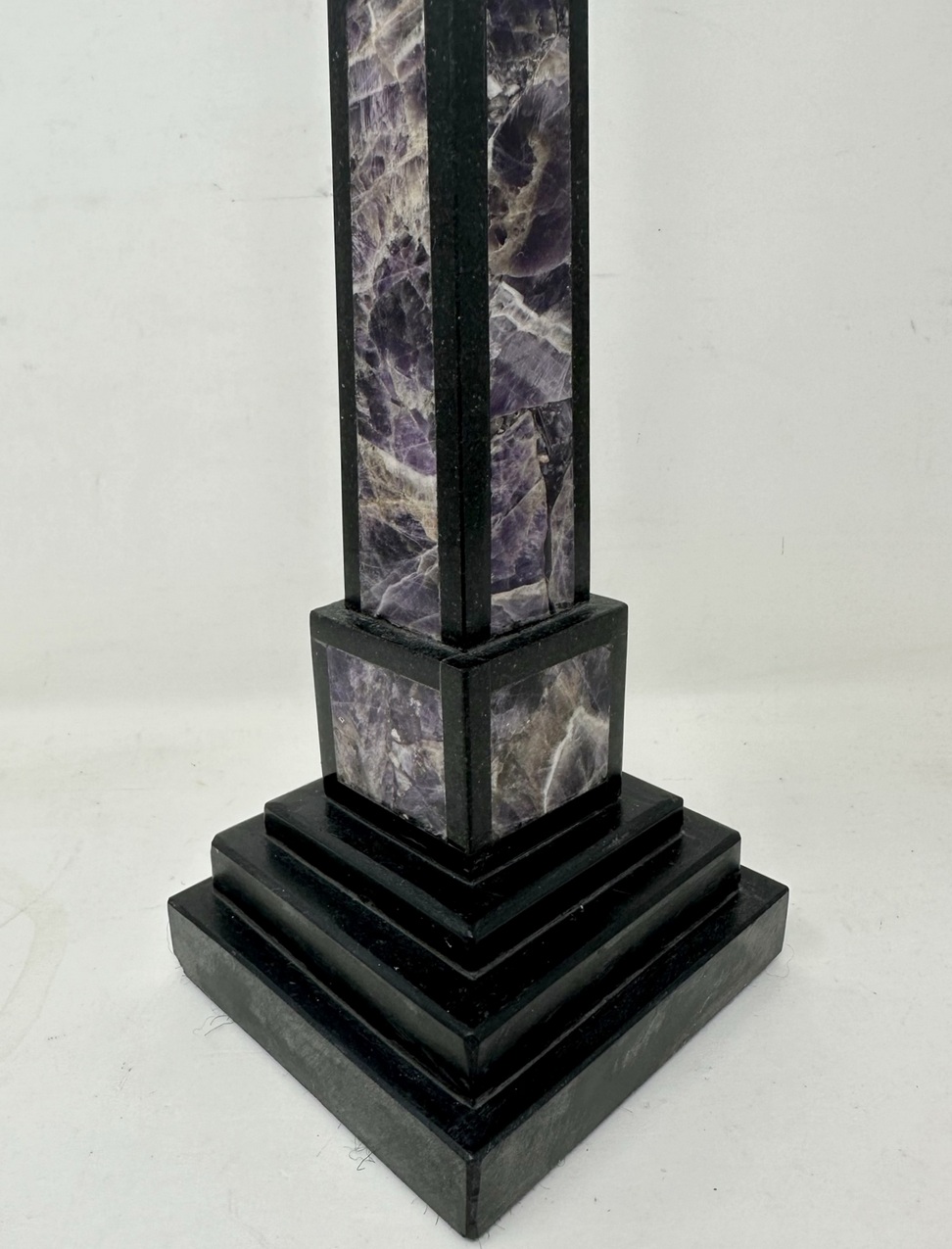 679 Sold Antique Pair Italian Grand Tour Amethyst Blue John Marble Neoclassical Obelisks Columns - Image 3