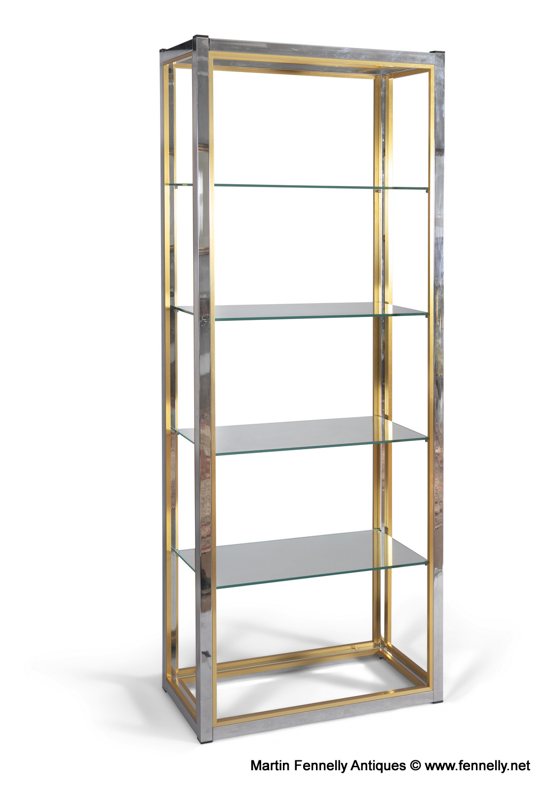 M129 Pair Hollywood Regency Étagères in Brass and Smoked Glass by Renato Zevi - Image 3