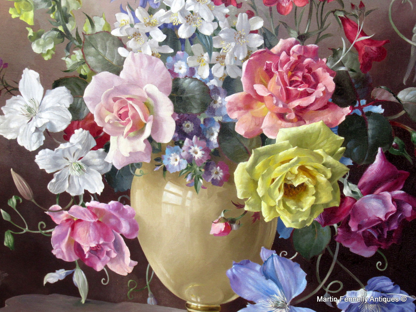 217 Sold Harold Clayton (1896-1979) Oil on Canvas - Flowers in Urn - Still Life - Image 3