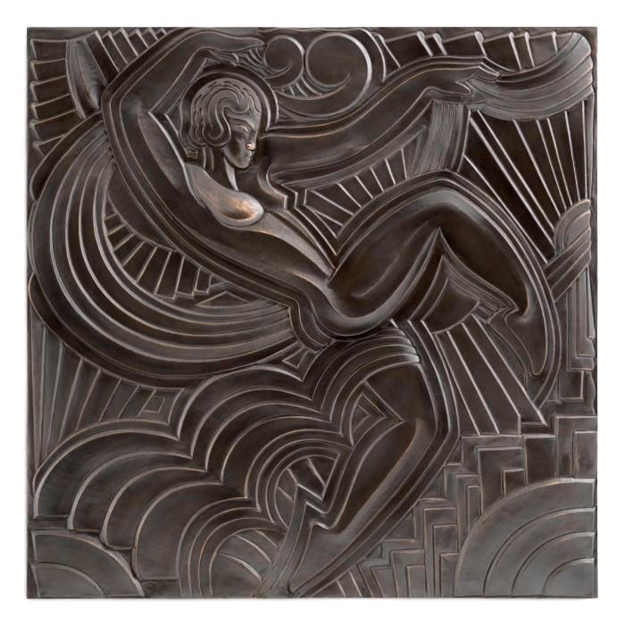 227 Sold Large Bronze Patinated Plaque - Folies Bergere Wall Plaque