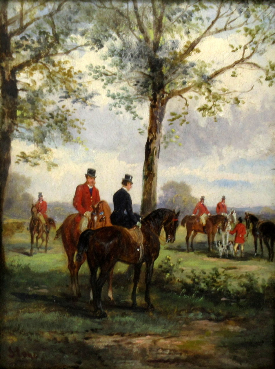 513 Sold Antique Pair English Equine Horse Hunting Oil Paintings Robert Stone Gilt Frames - Image 5