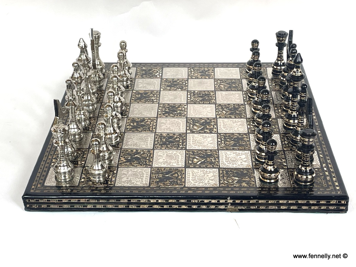 273 Beautiful Brass Chess Set - Brass - Tribal Design - Cased - Image 4