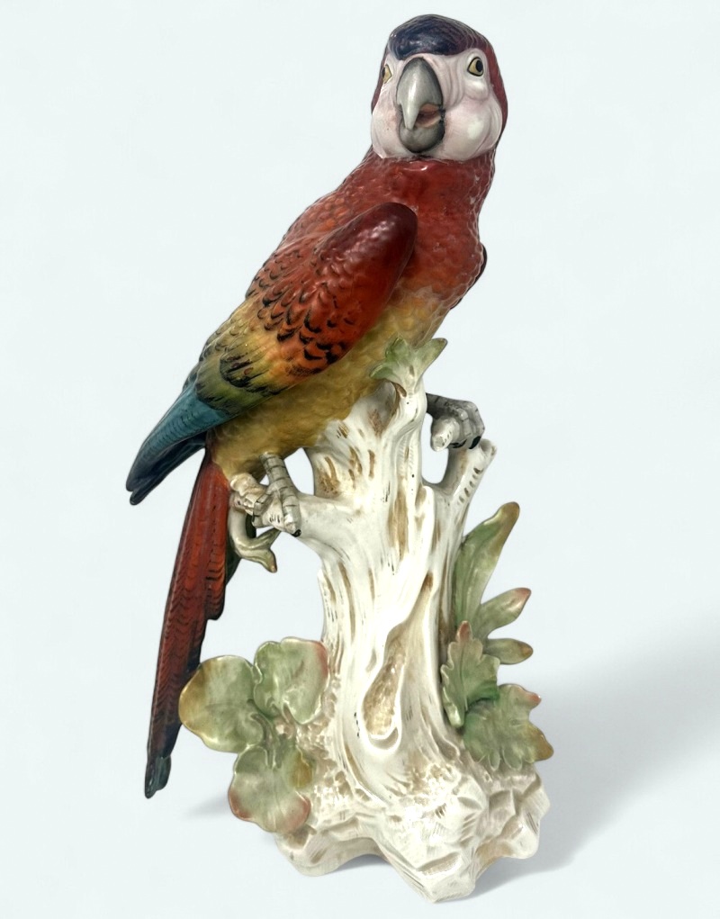 262 Sold Pair Antique German Porcelain Birds Parakeets Cockrels Cockatoos Parrots 19Ct - Image 4