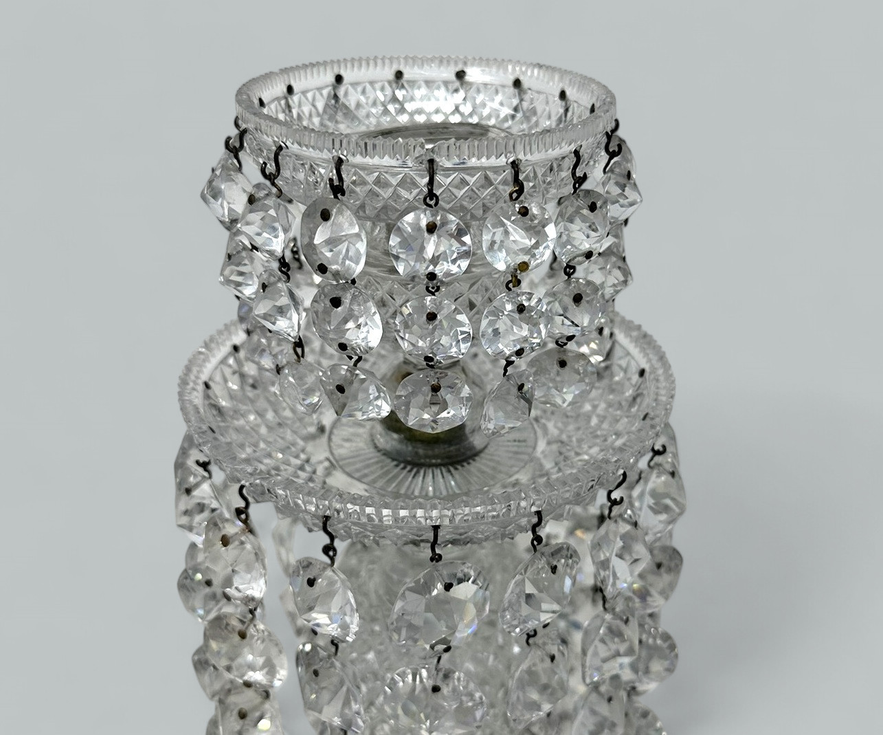 798 Sold Antique Pair English Regency Candlesticks Crystal Glass Lusters Atrb John Blades - Image 3