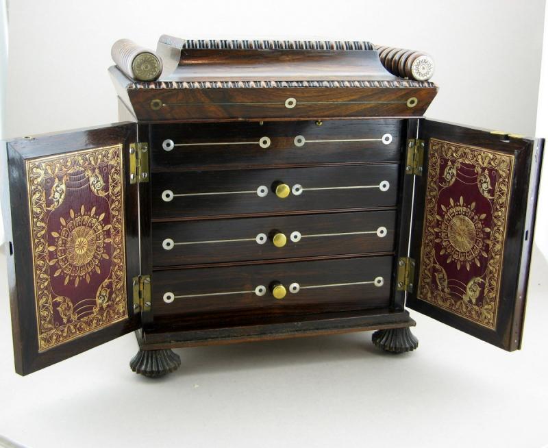 251 Sold Regency Rosewood Mother of Pearl Jewellery Casket 19th Ct - Image 4