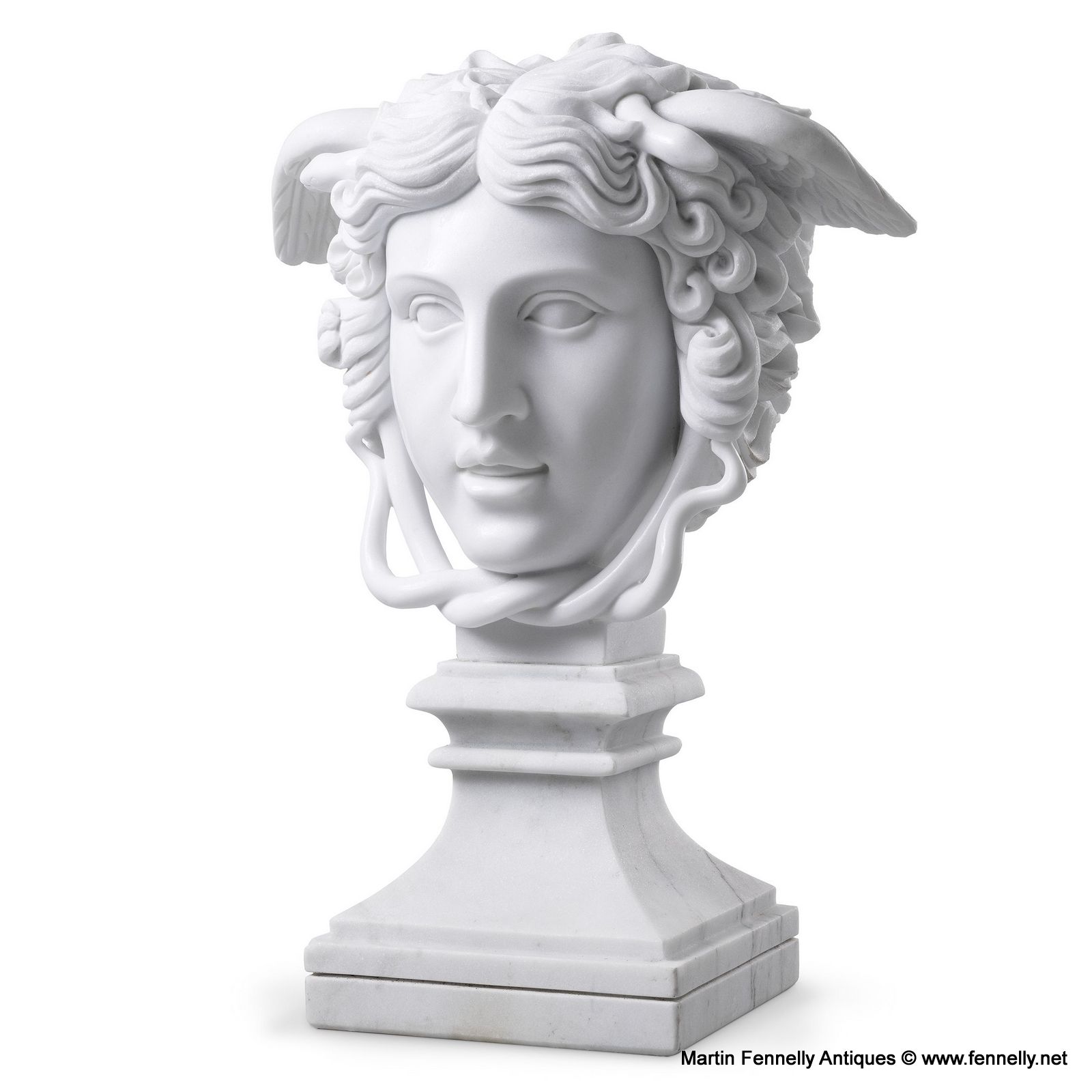 M147 Sold Pair of White Marble Medusa Busts - Solid Marble - Large - Image 2