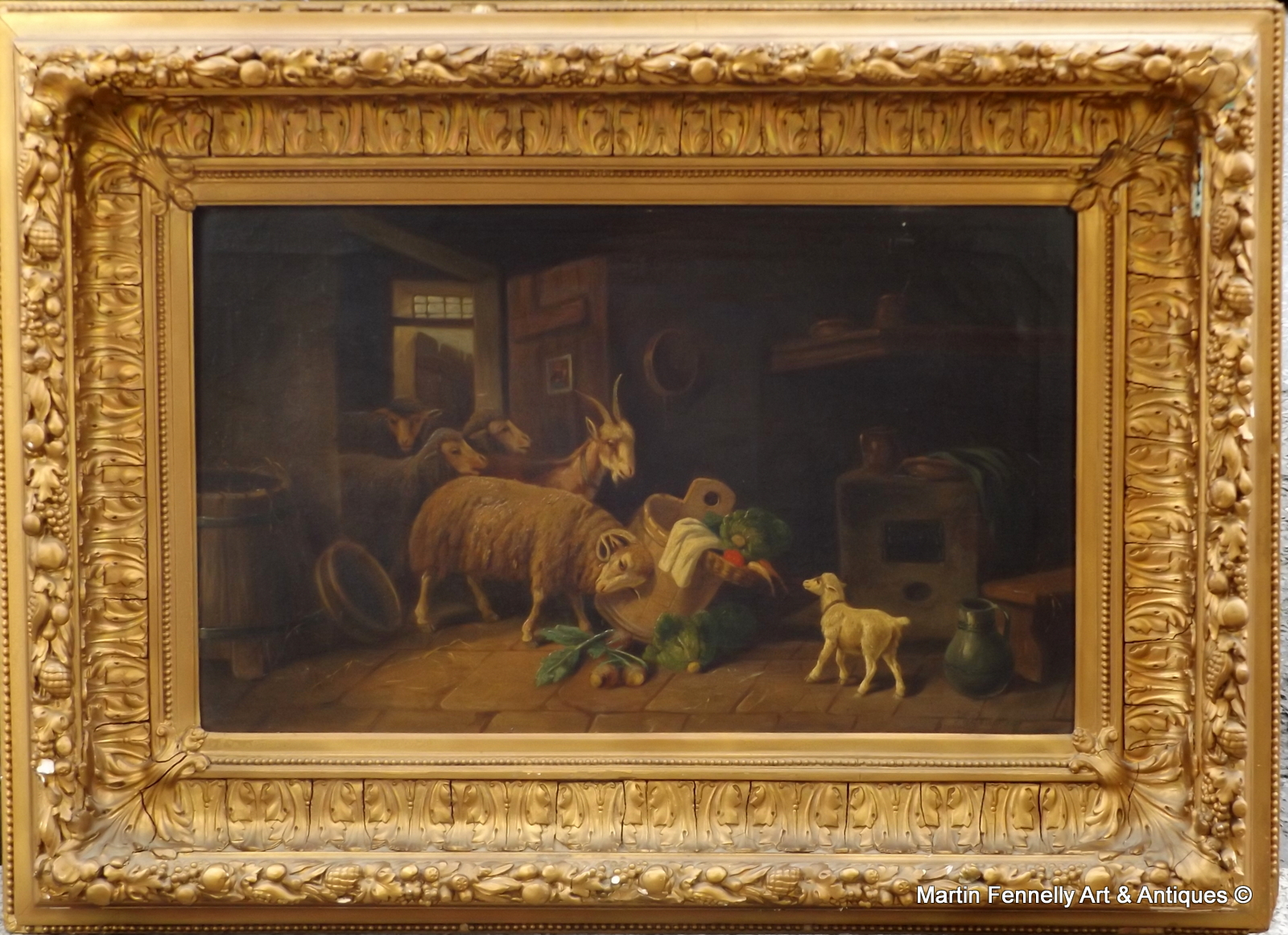 769 Farm Scene - Edgar Hunt School - Circa 1900 - Framed - Image 2