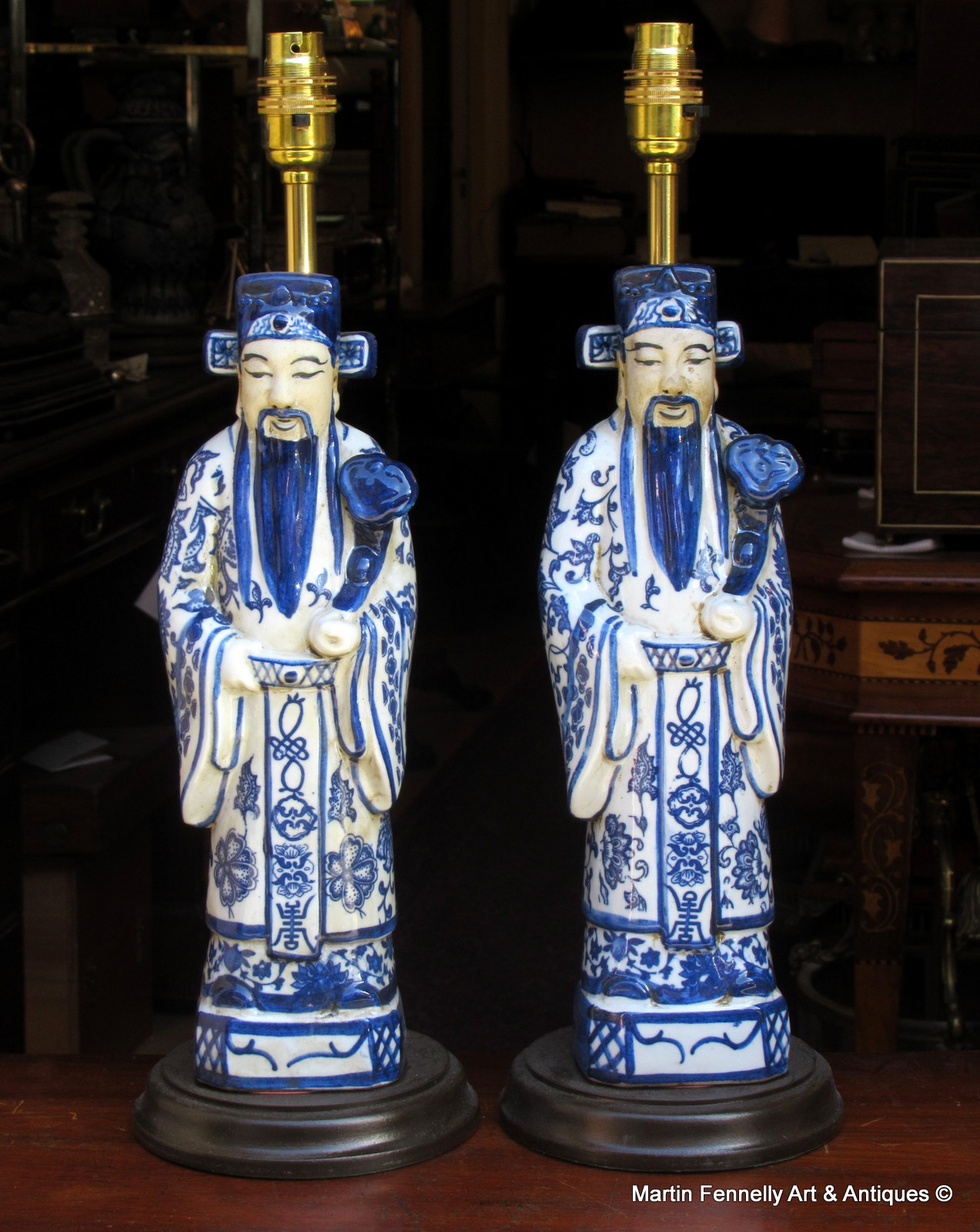 725 Sold Pair of Chinese Lamps - Porcelain - Converted to Electricity