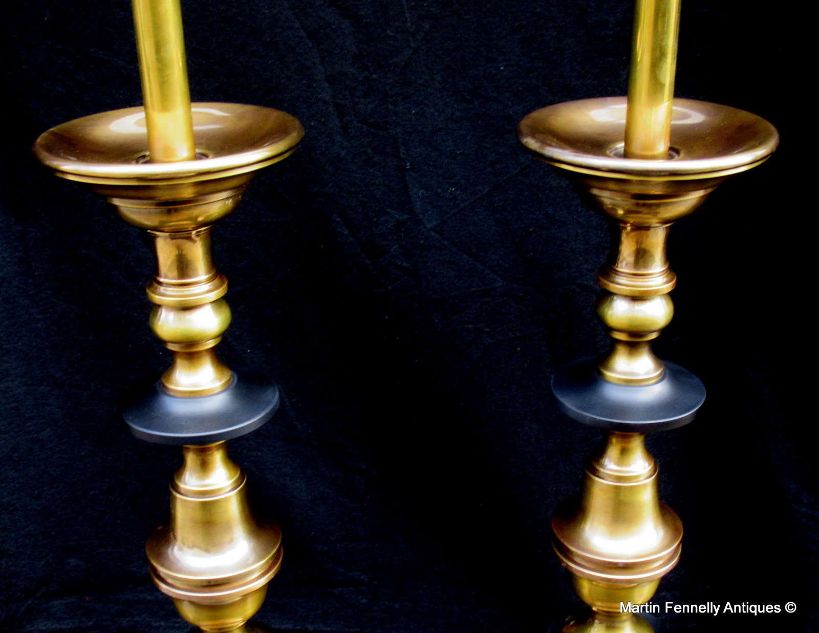 683 Pair Mid Century Turned Brass Italian Lamps - Circa 1960 - Image 2