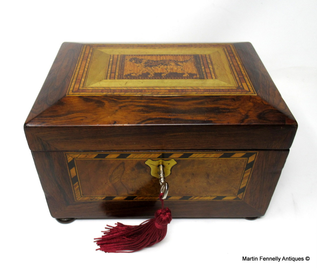 168 Sold Antique Victorian Rosewood Tunbridge Ware Double Tea Caddy Box 19th Century - Image 2