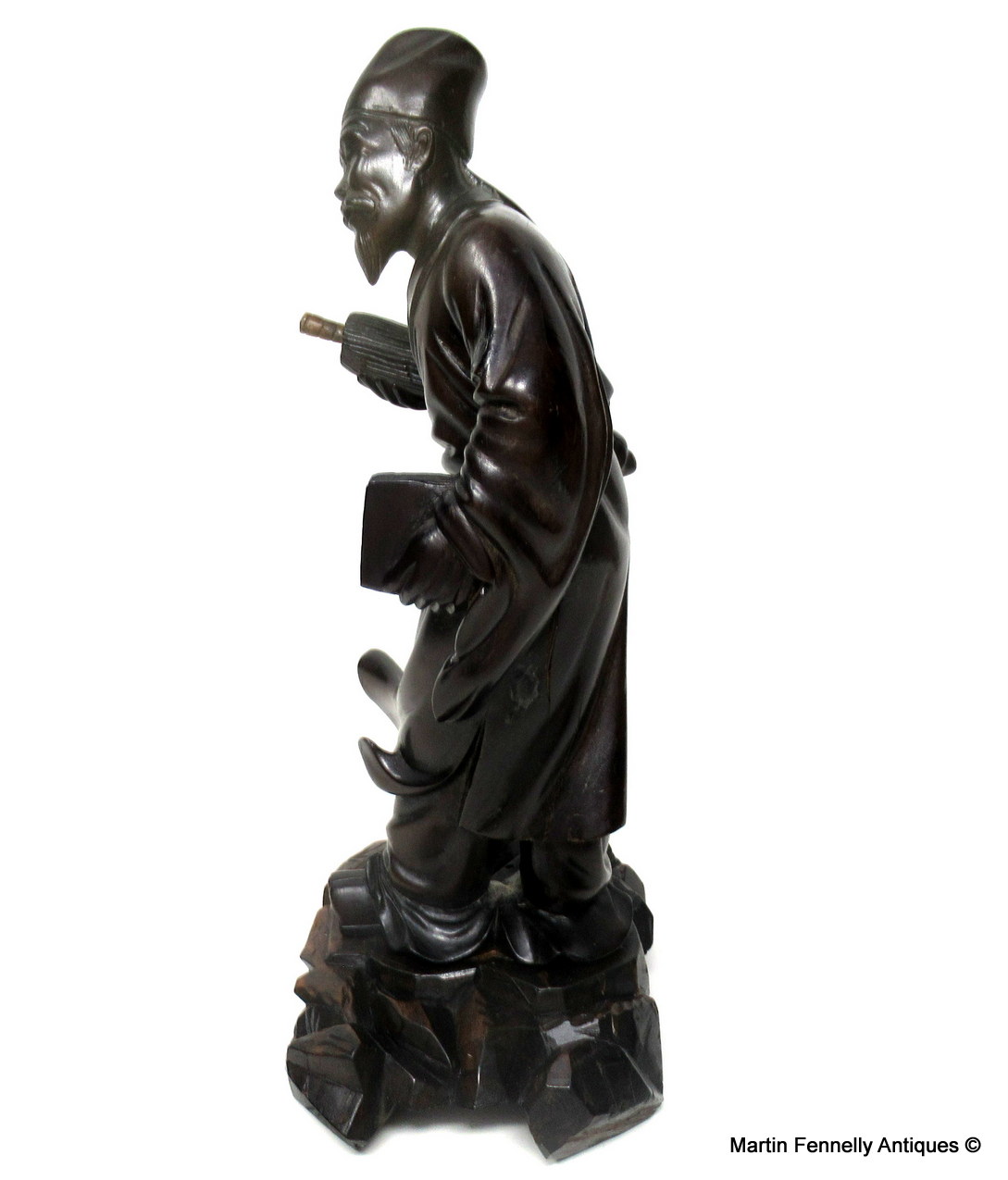 401 Sold Antique Chinese Carved Wood Figure of Sage Immortal Male Guangxu Period 19th Cen - Image 3