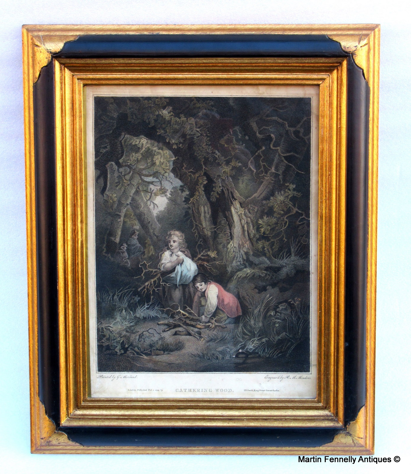 191 Pair Hand Coloured Stipple Engravings - Original by G Morland 1799 - Image 3