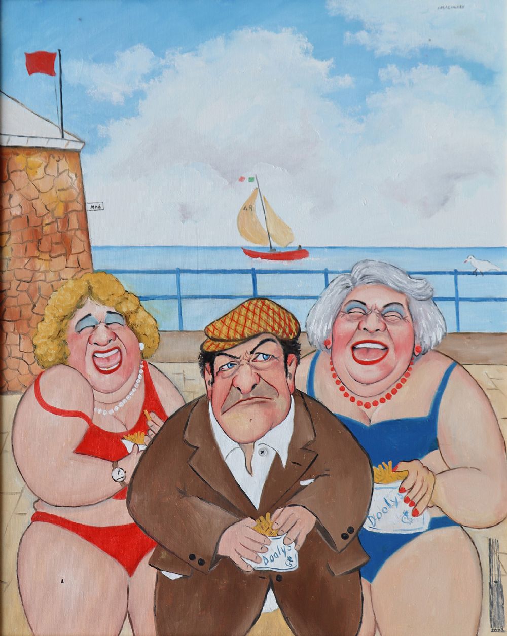 126 John Schwatschke 'A Thorn between Two Roses' Oil on Canvas - Framed