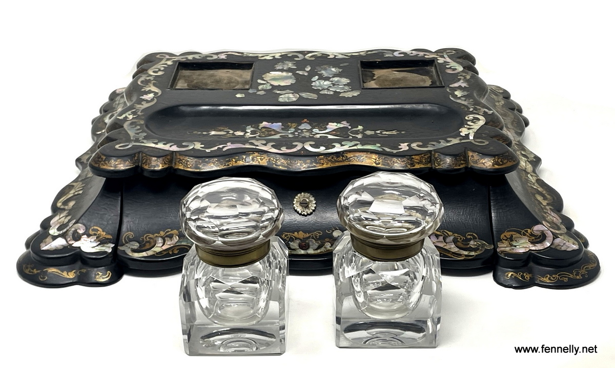 544 English Victorian Japanned Papier Mache desk set Circa 1890 - Image 8