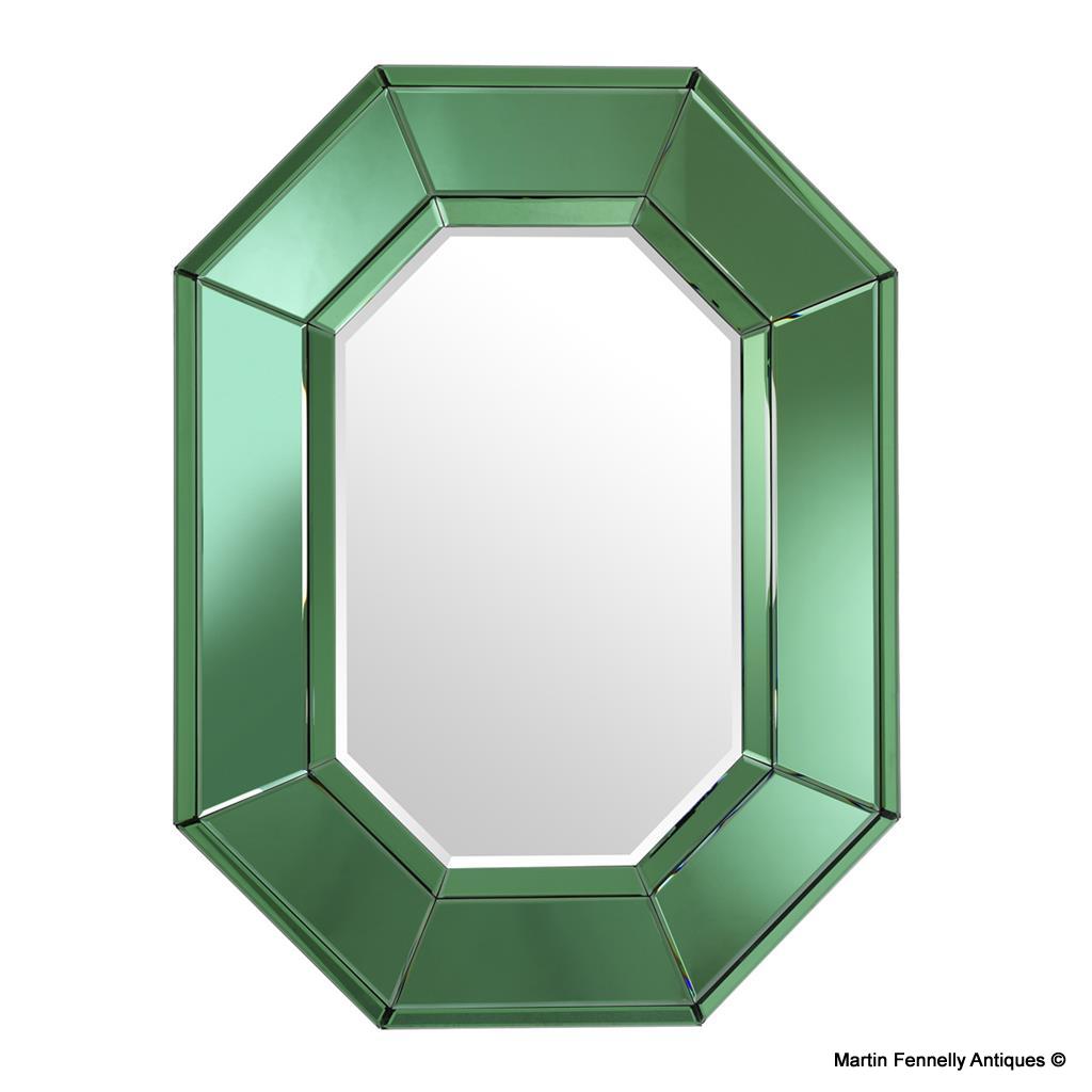 M029 1950's Inspired Green Mirror - Mid Century Geometric Design - Image 2