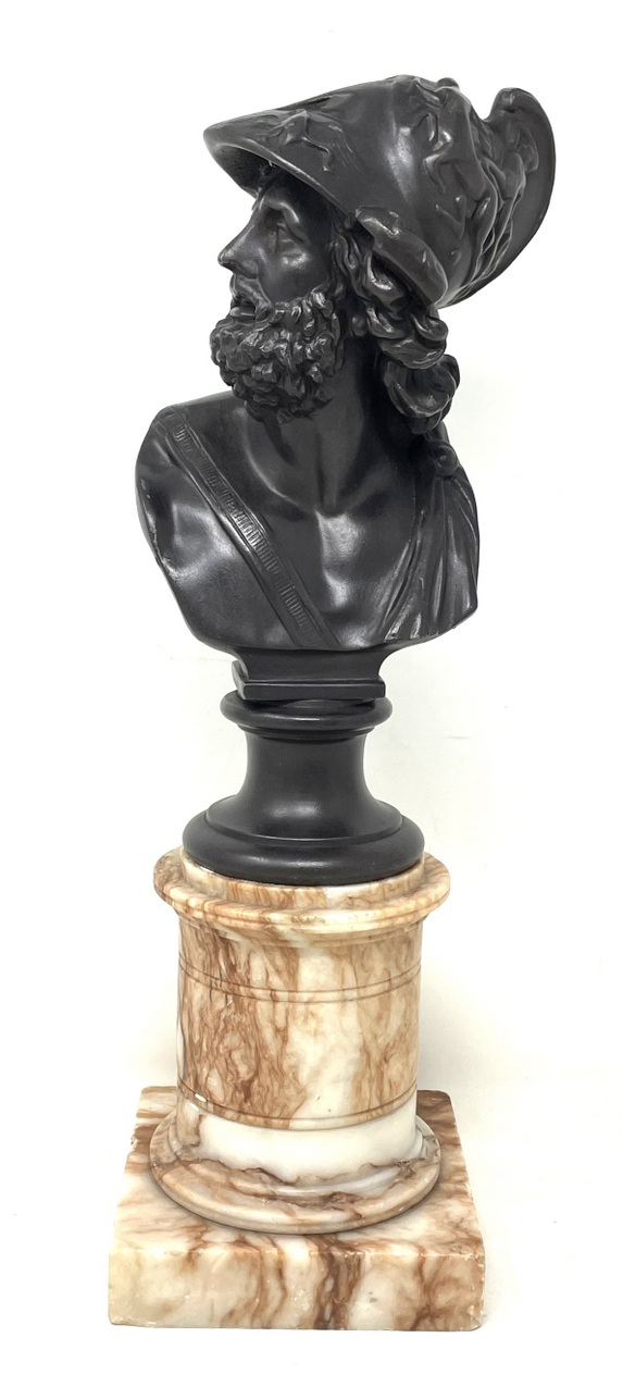843 Sold Attrib. Benedetto Boschetti Fine Bronzed Male Bust Ajax Greek Mythological Hero - Image 2