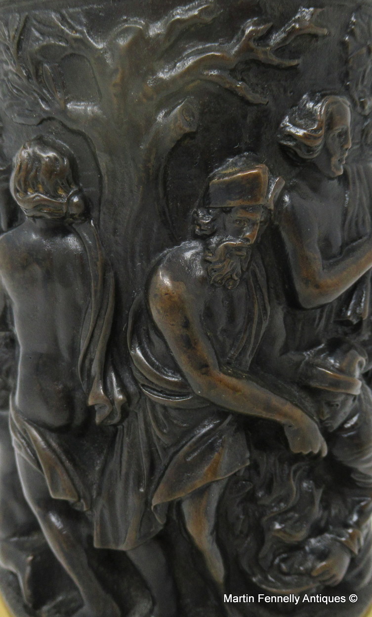 288 Sold French Grand Tour Bronze Ormolu Tankard Bacchanalian Revel Banquet 19Ct - Image 5