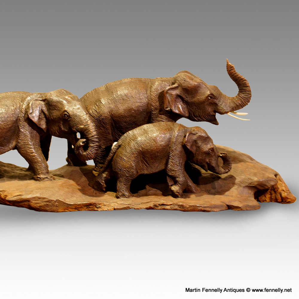 973 Sold Japanese Carved Wood 19th Century Elephant Sculpture - Image 3