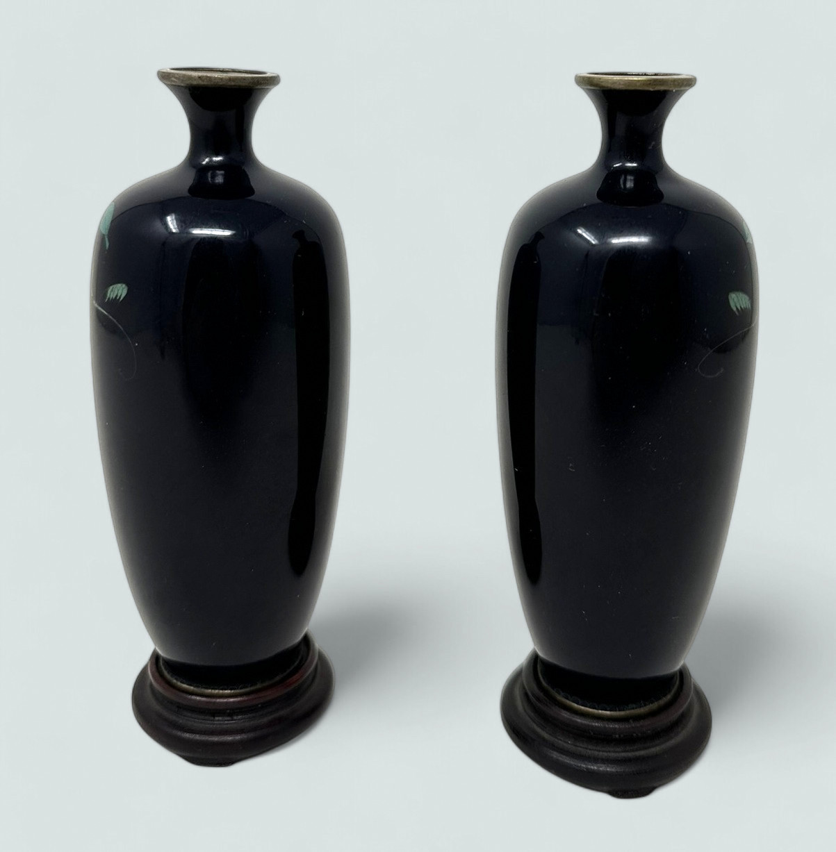 583 Pair of Miniature Japanese Meiji Period Cloisonne Enamel Vases - Image 4