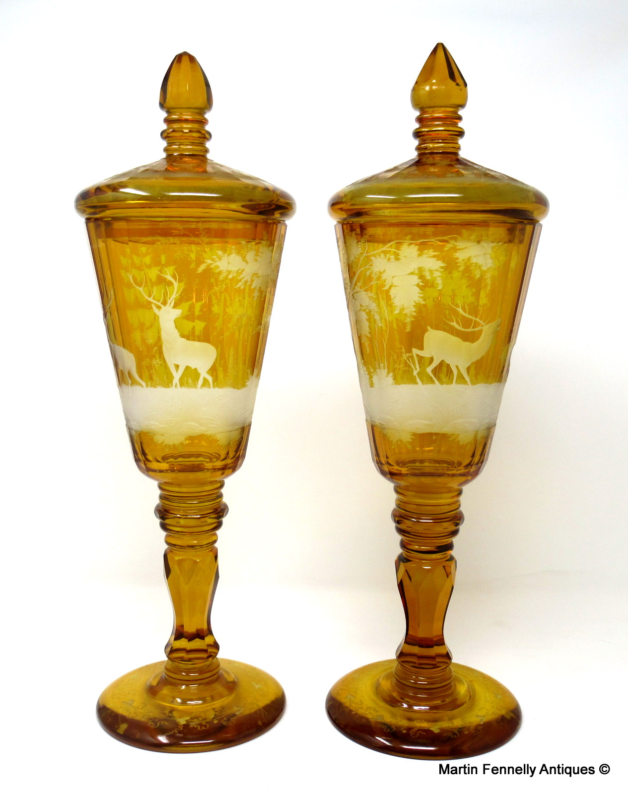 775 Sold Superb Pair of Bohemian Czech lidded Goblets - Circa 1850