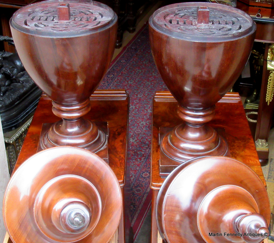 084 Pair of Mahogany Knife Urns on Cabinets - Circa 1880 - Image 4