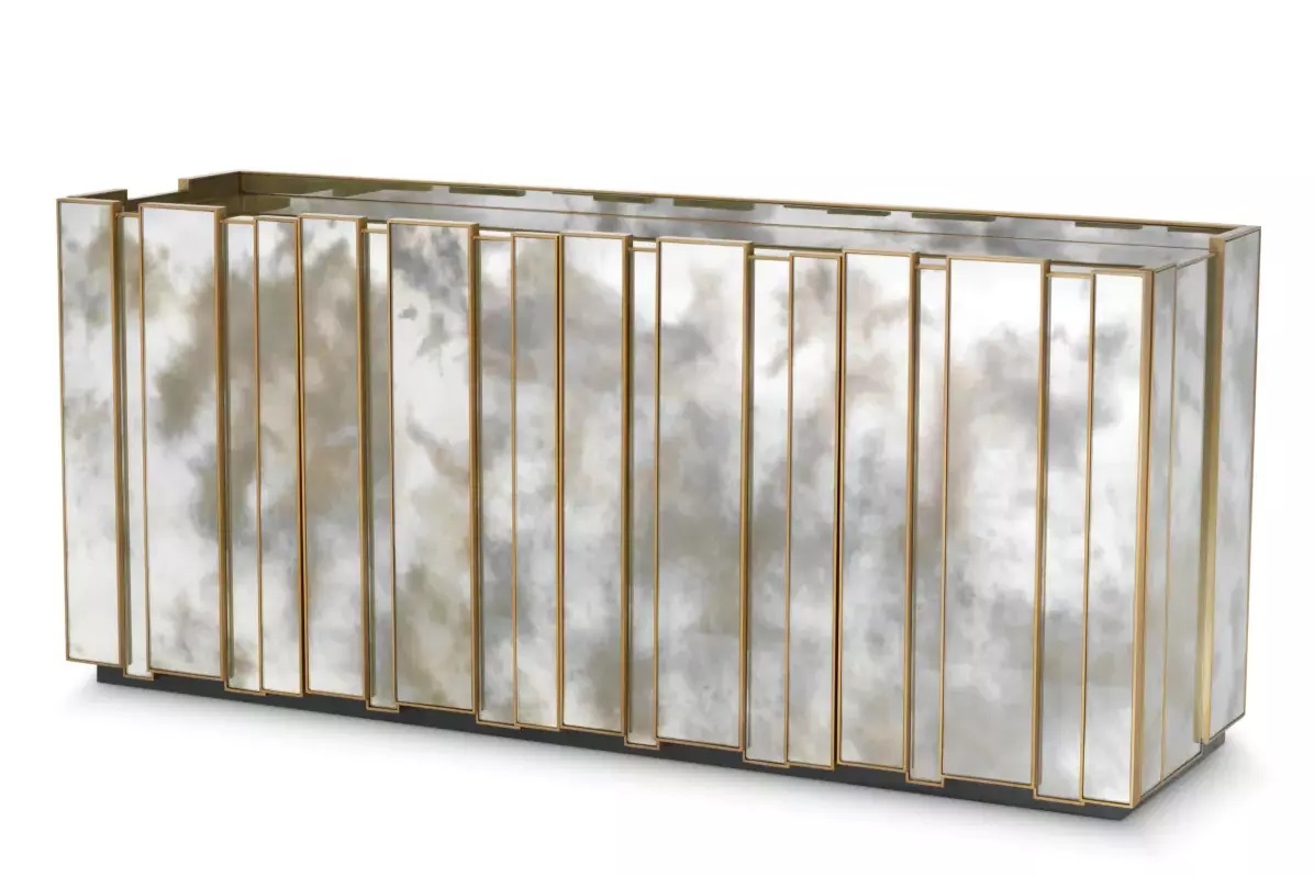 M119 The Nottingham Cabinet in Antiqued Mirror and Brass - Image 2