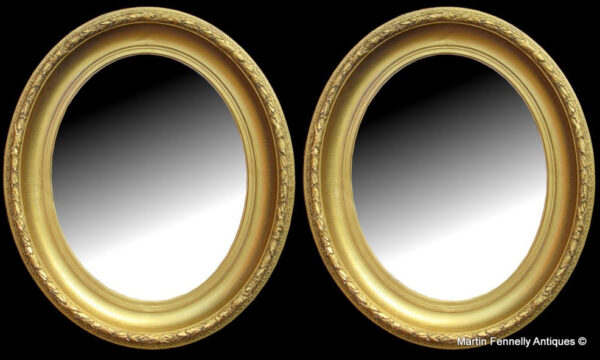 971 Sold Pair Antique French Oval Gilt Mirrors Circa 1920