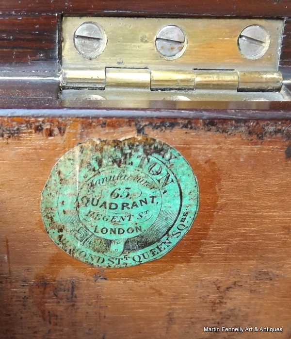 206 Sold Fine Regency Brass Inlaid Rosewood Tea Caddy by T Dalton London 19Ct - Image 5