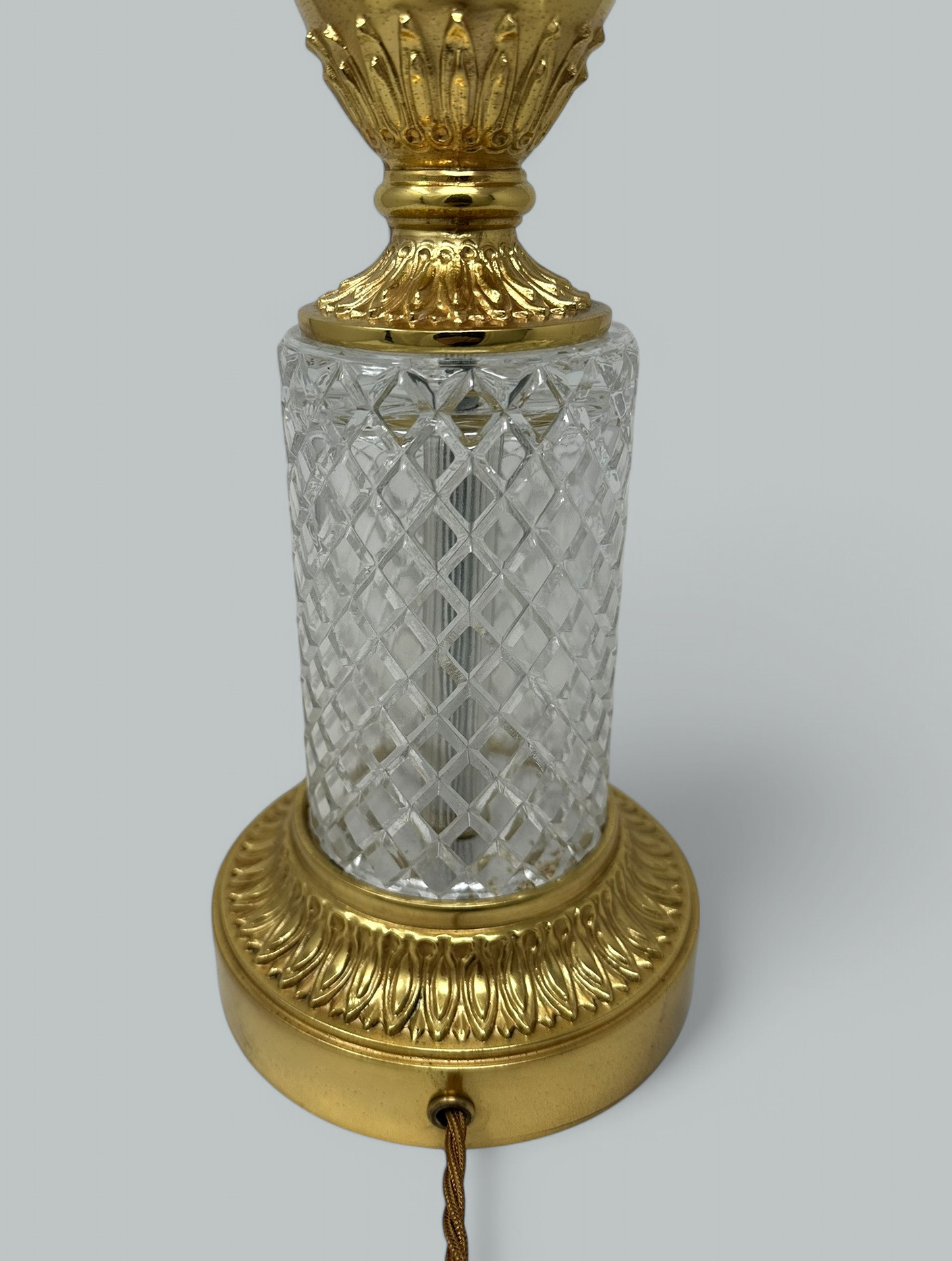 377 Sold Antique Pair French Doré Bronze Neoclassical Ormolu Gilt Baccarat Crystal Lamps - Image 5