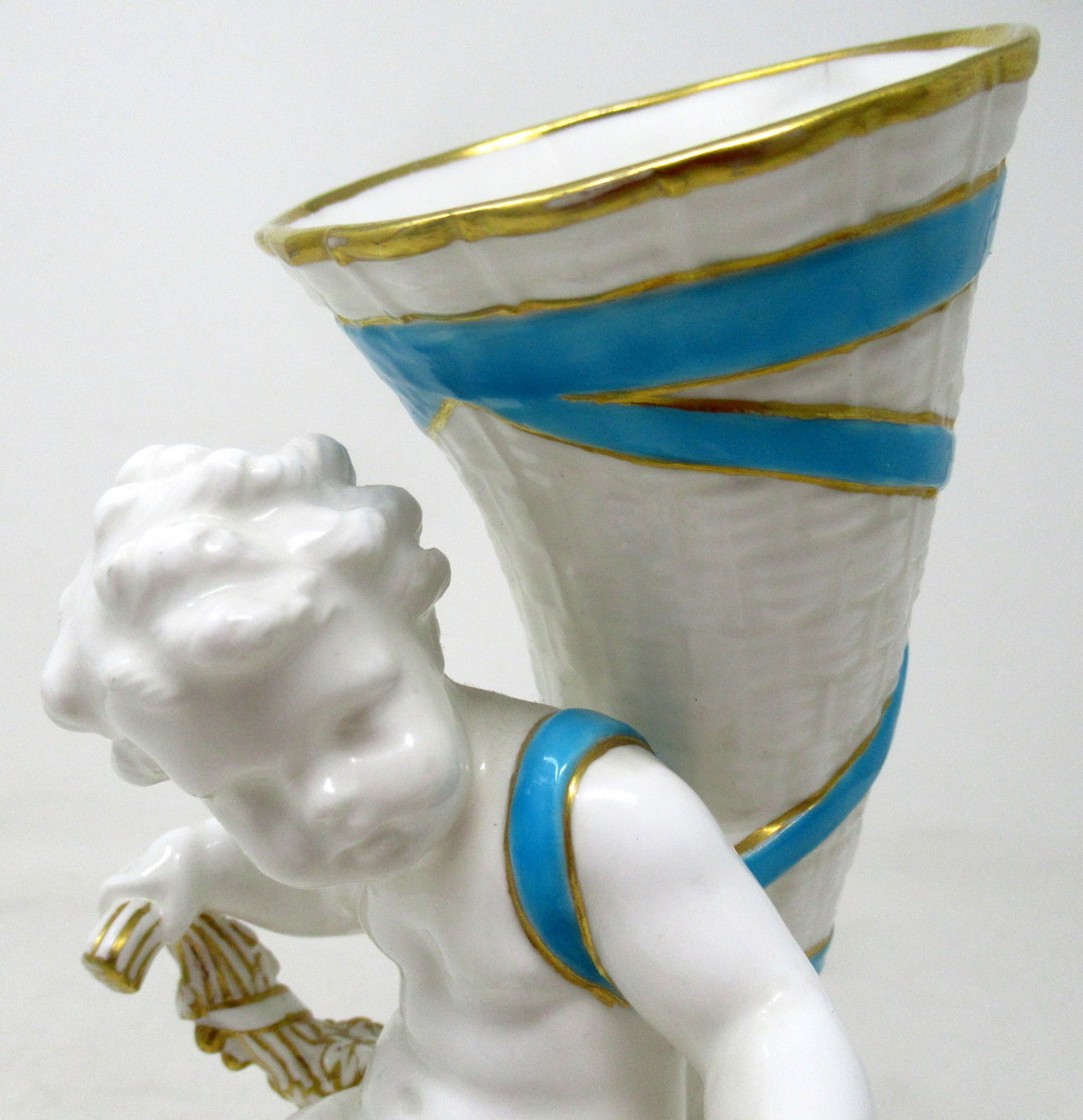 814 Sold Antique Pair Minton Staffordshire Porcelain Vases Centerpieces Cherub Turquoise - Image 7