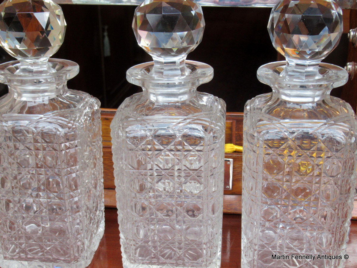 659 Sold Superb Early Victorian Hand Cut Crystal Oak Framed Tantalus 19thCt - Image 7