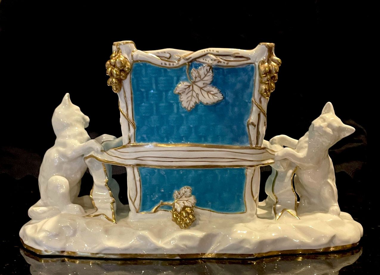 030 Sold Antique Minton Staffordshire English Porcelain Vase Centerpiece Turquoise Gilt