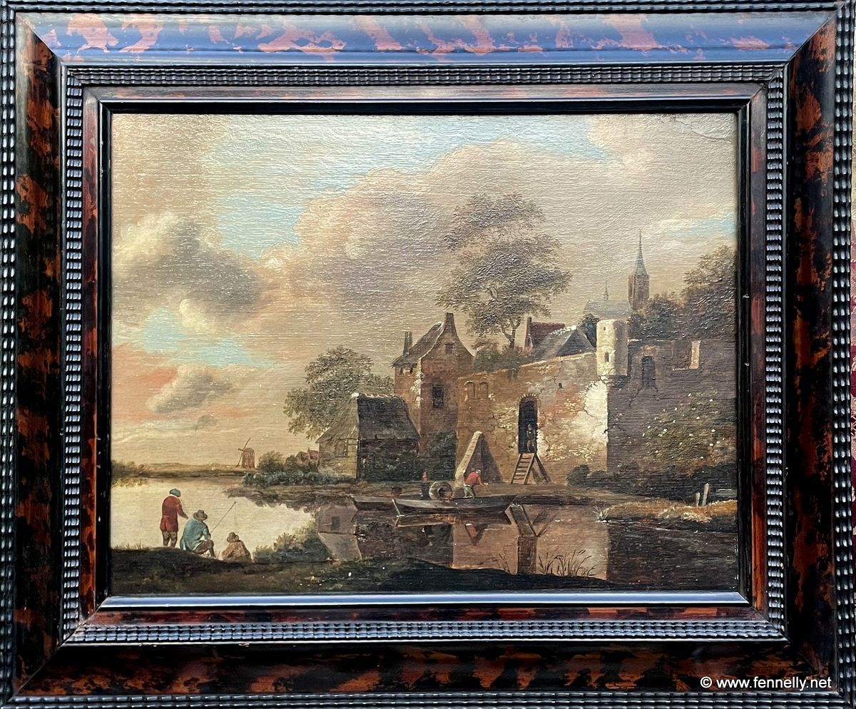 402 Cornelis Gerritsz Decker 1618- 1678 Antique Dutch Painting Fisherman Village