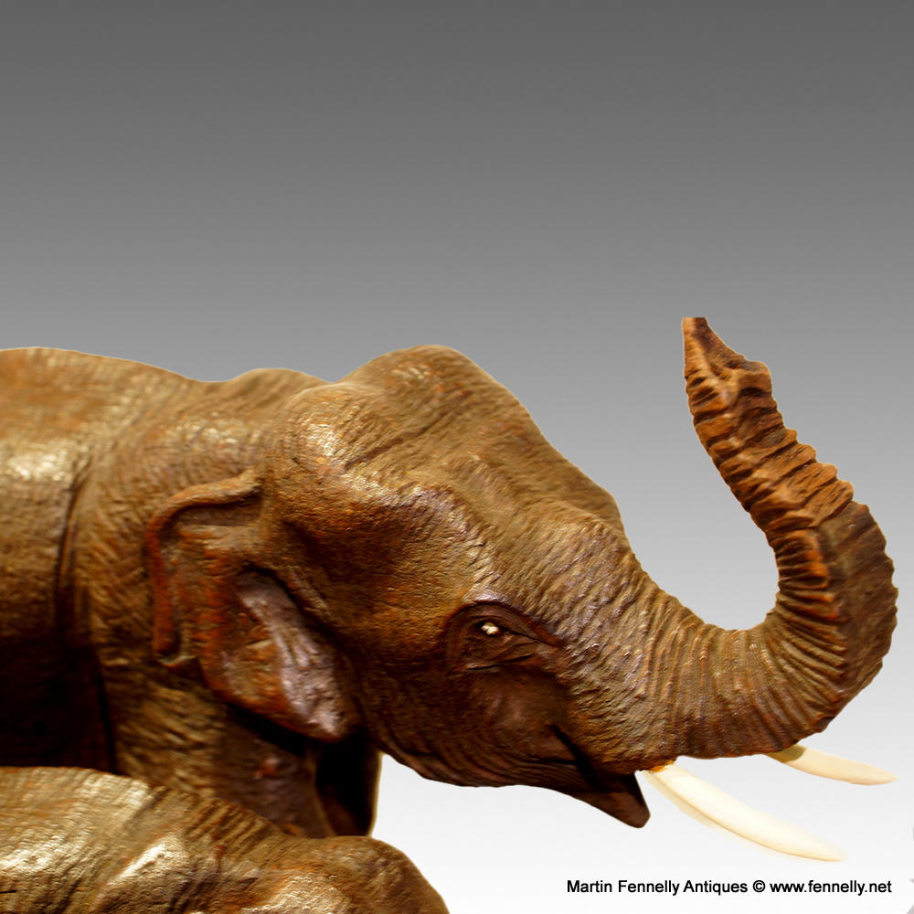 973 Sold Japanese Carved Wood 19th Century Elephant Sculpture - Image 4