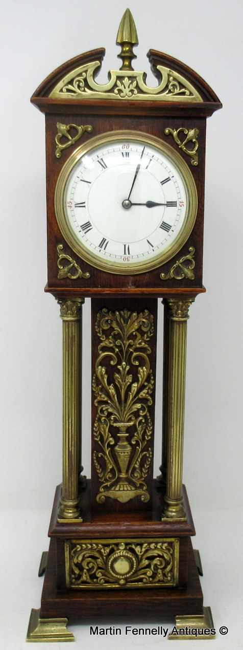 846 Sold Superb Miniature Oak Brass Mounted Longcase Clock late 19thCt - Image 2