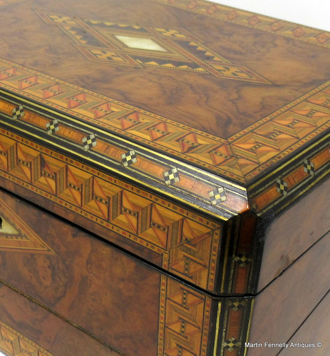 306 Sold English Ladies Work Casket and Writing Slope - Circa 1860 - Walnut - Image 2