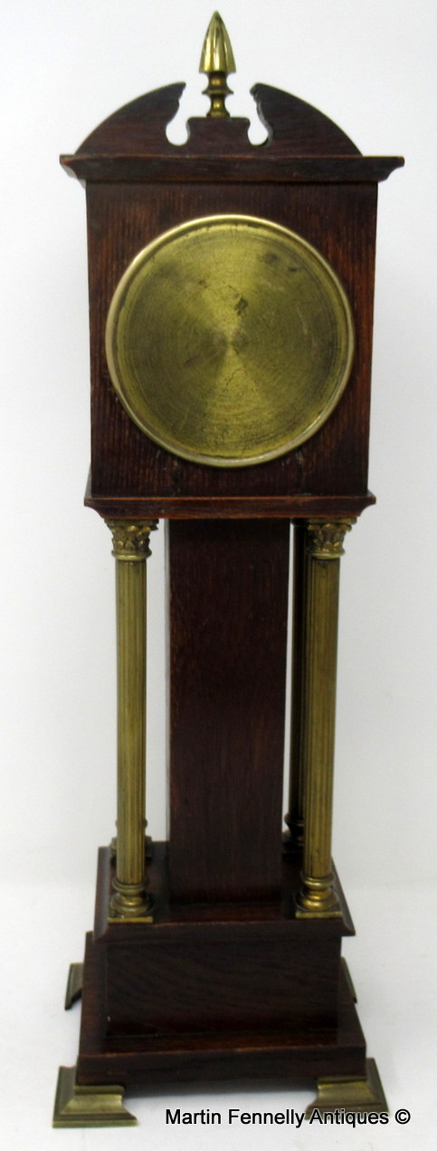 846 Sold Superb Miniature Oak Brass Mounted Longcase Clock late 19thCt - Image 5